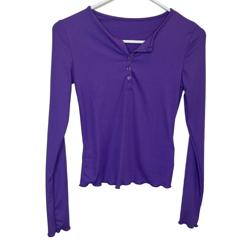 Shein Purple Henley Blouse Small